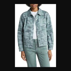 Democracy Twill Denim Camo Jacket sz L , NWT  B9
